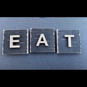 EAT Wall Decor Wood Letter Set Rustic Farmhouse Kitchen Dining Decor GREAT